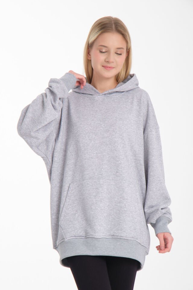 Sweatshirt Oversize Kapsonlu Kanguru Cepli XS-S M-L L-XXL Beden Hamile Bol Kesim Üretilmiştir Erkek